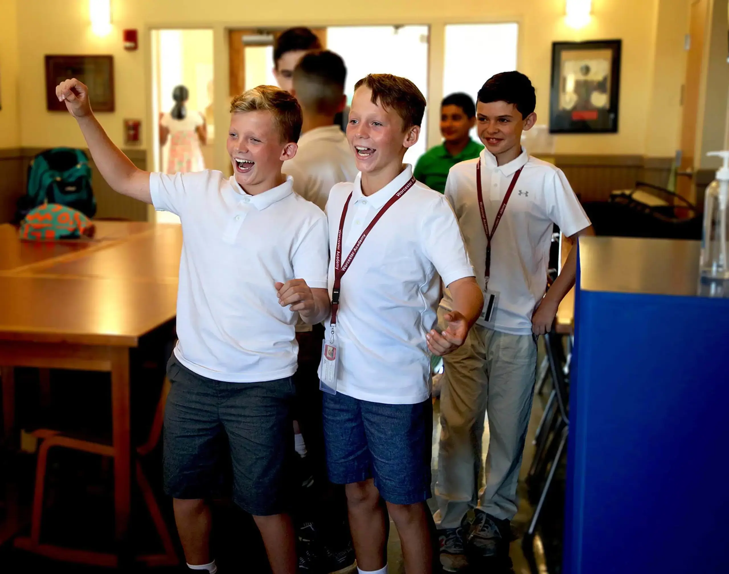 Worcester Academy Middle School students cheering