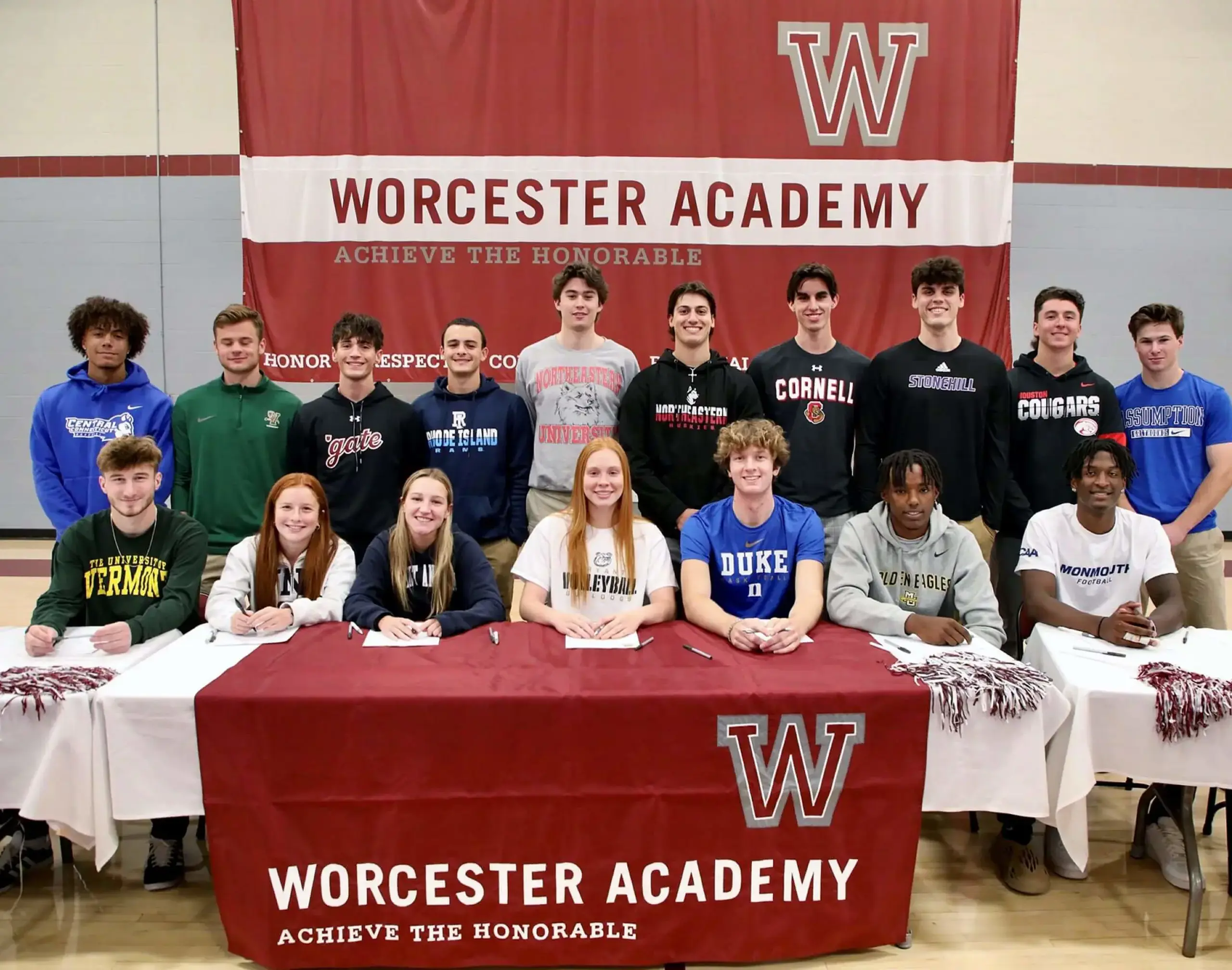 Worcester Academy Alumni Athletes at NIL signing.