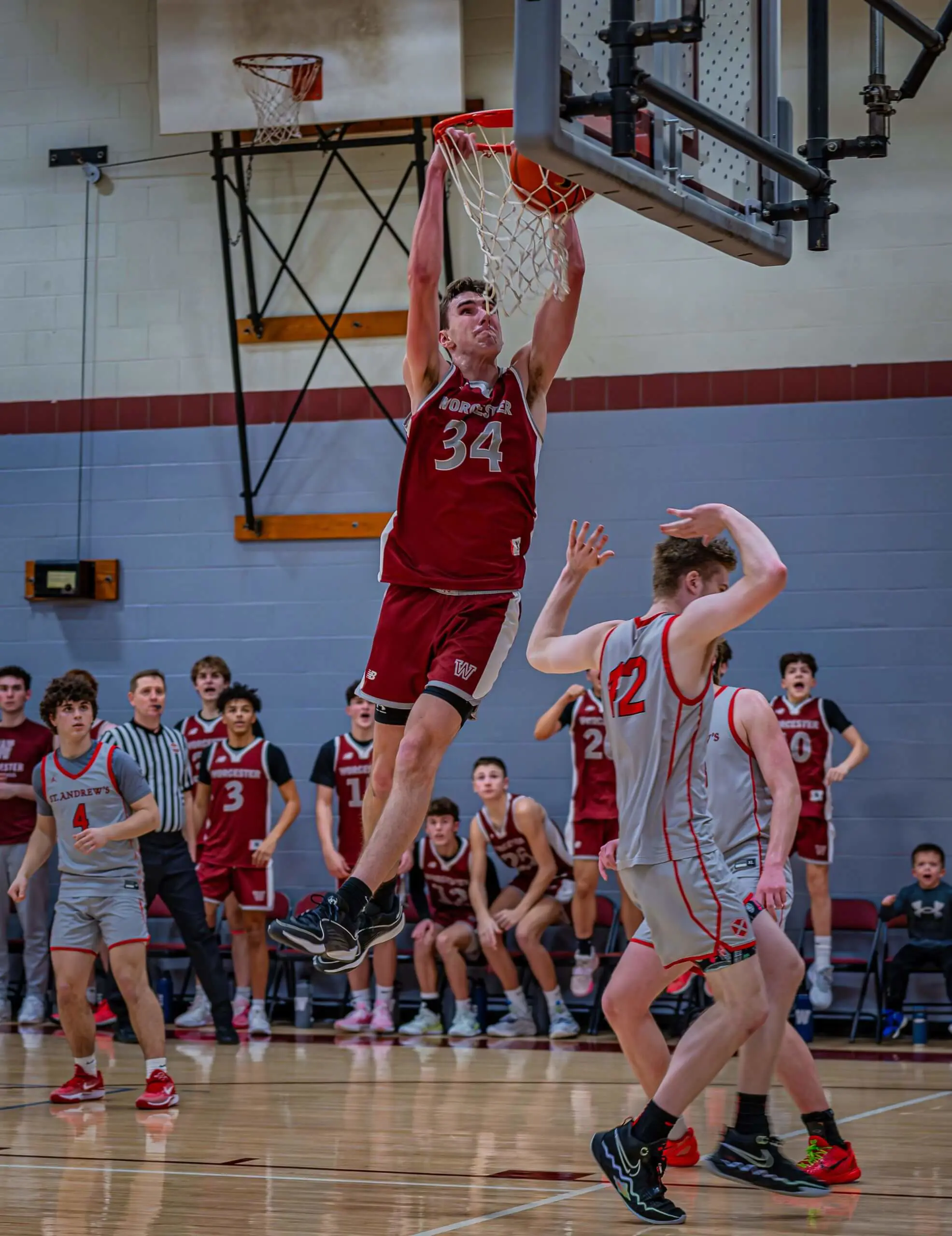 Worcester Academy Upper School Student Athlete playing a Basketball game