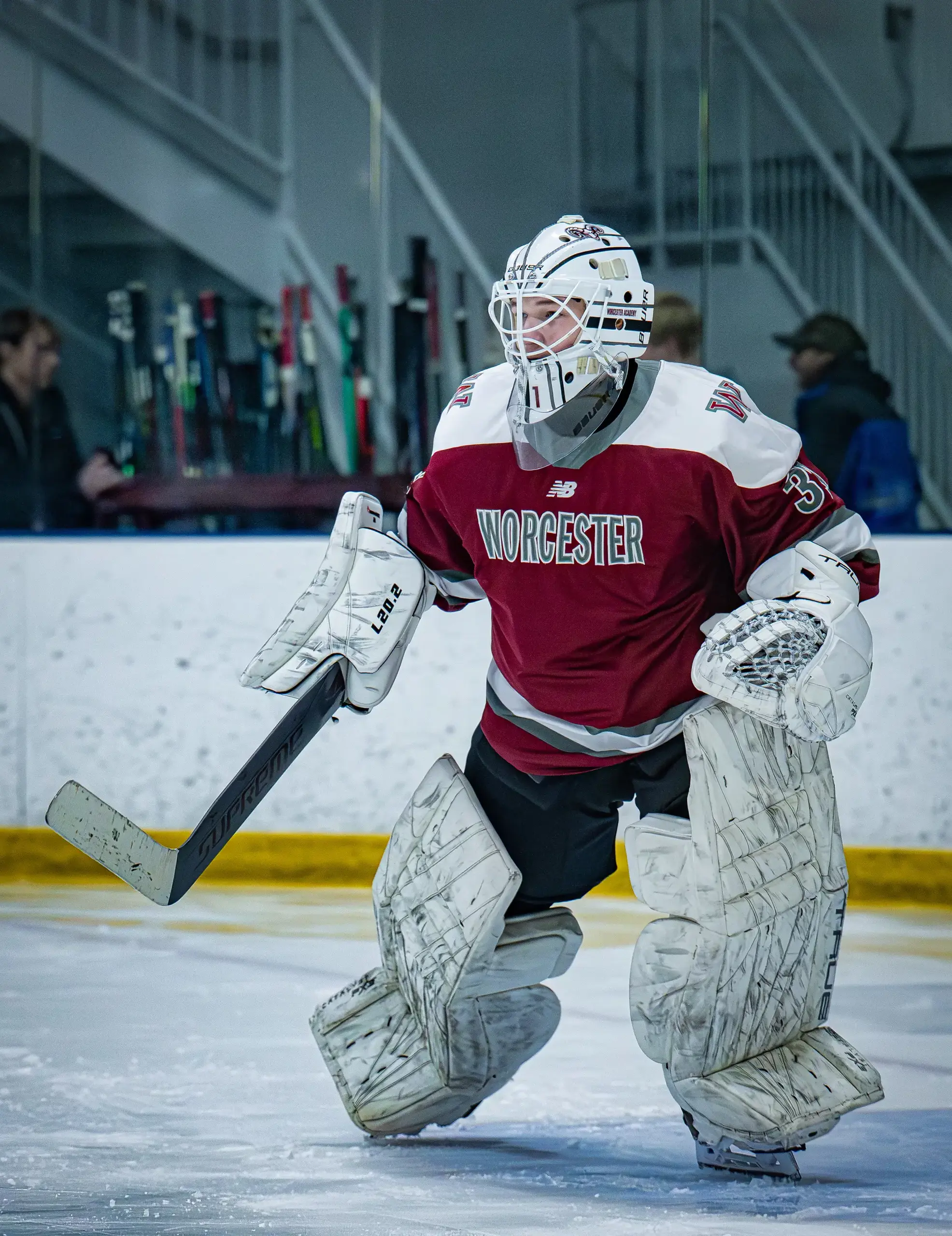 Noah Schenenga ’26 playing Ice Hockey.