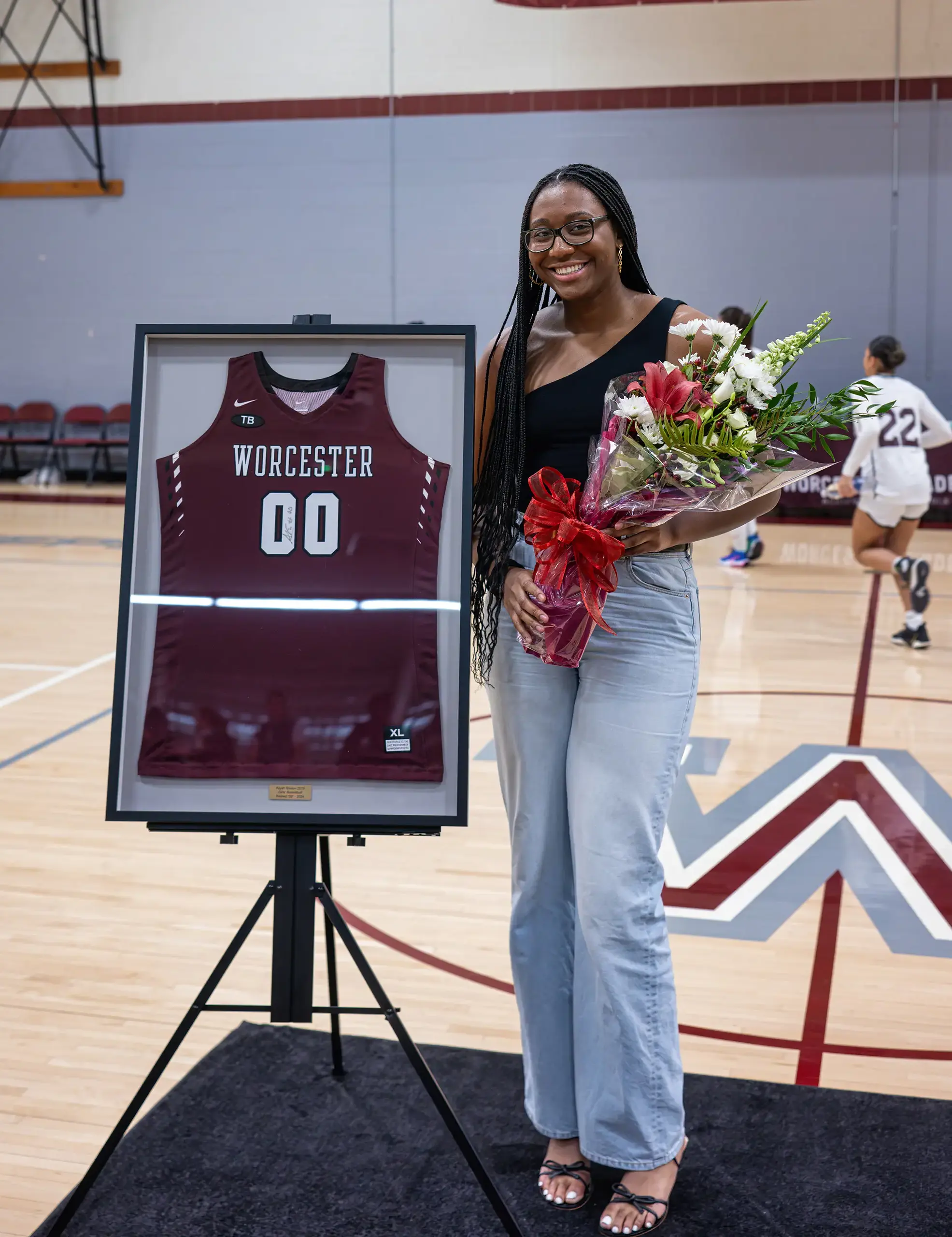 Aliyah Boston with retired #00 jersey.