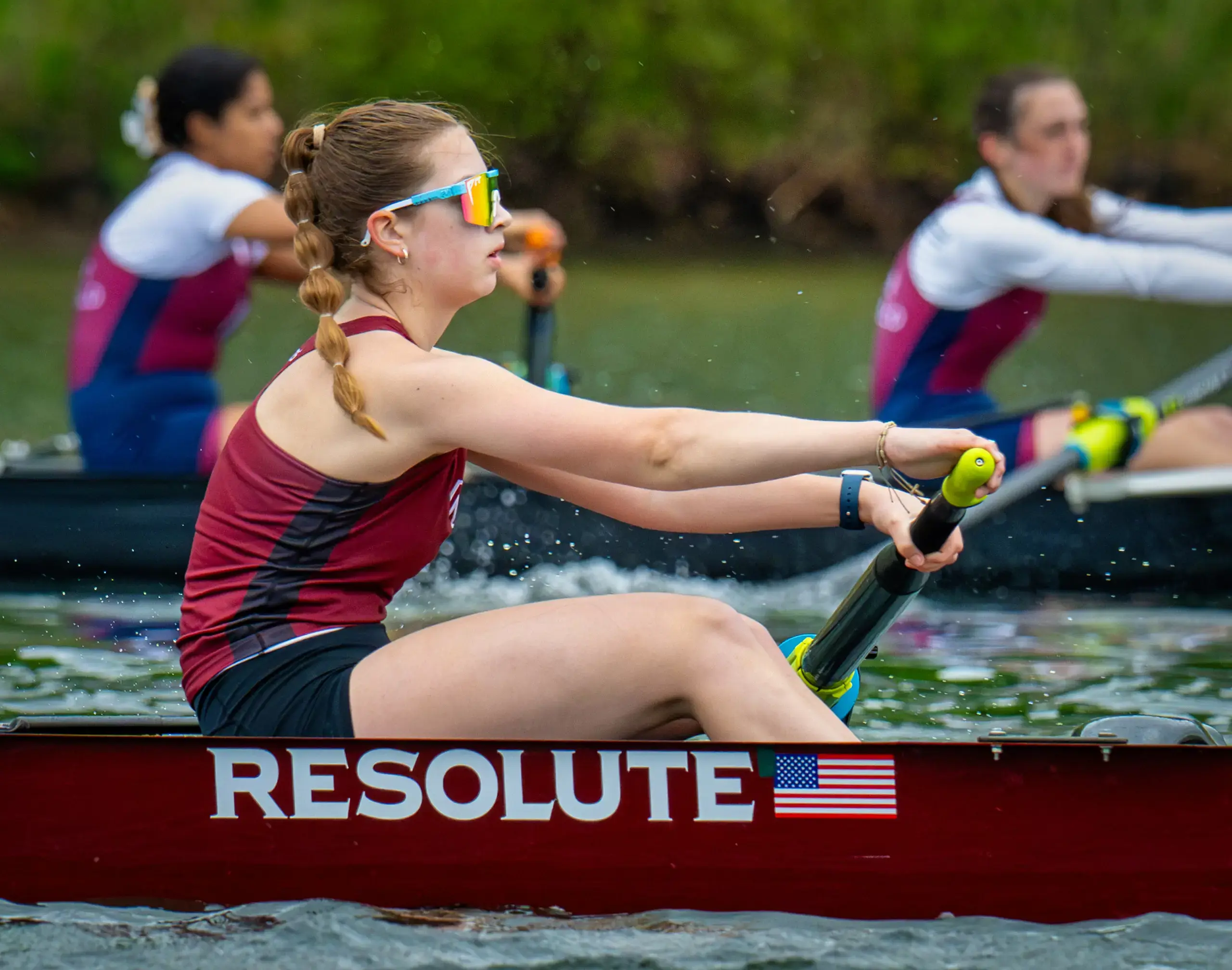 Worcester Academy Student rowing