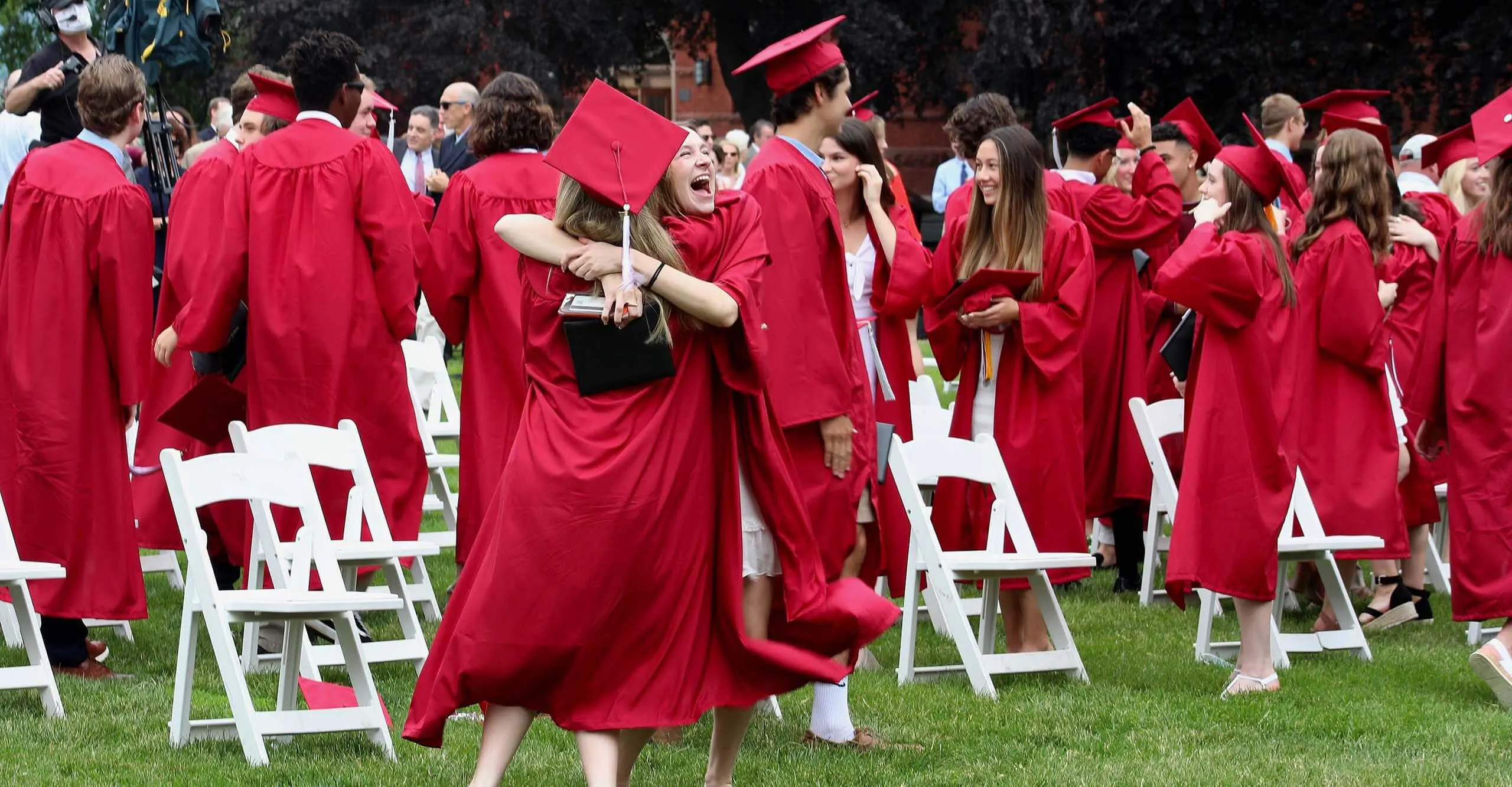 Worcester Academy Students celebrating at graduation