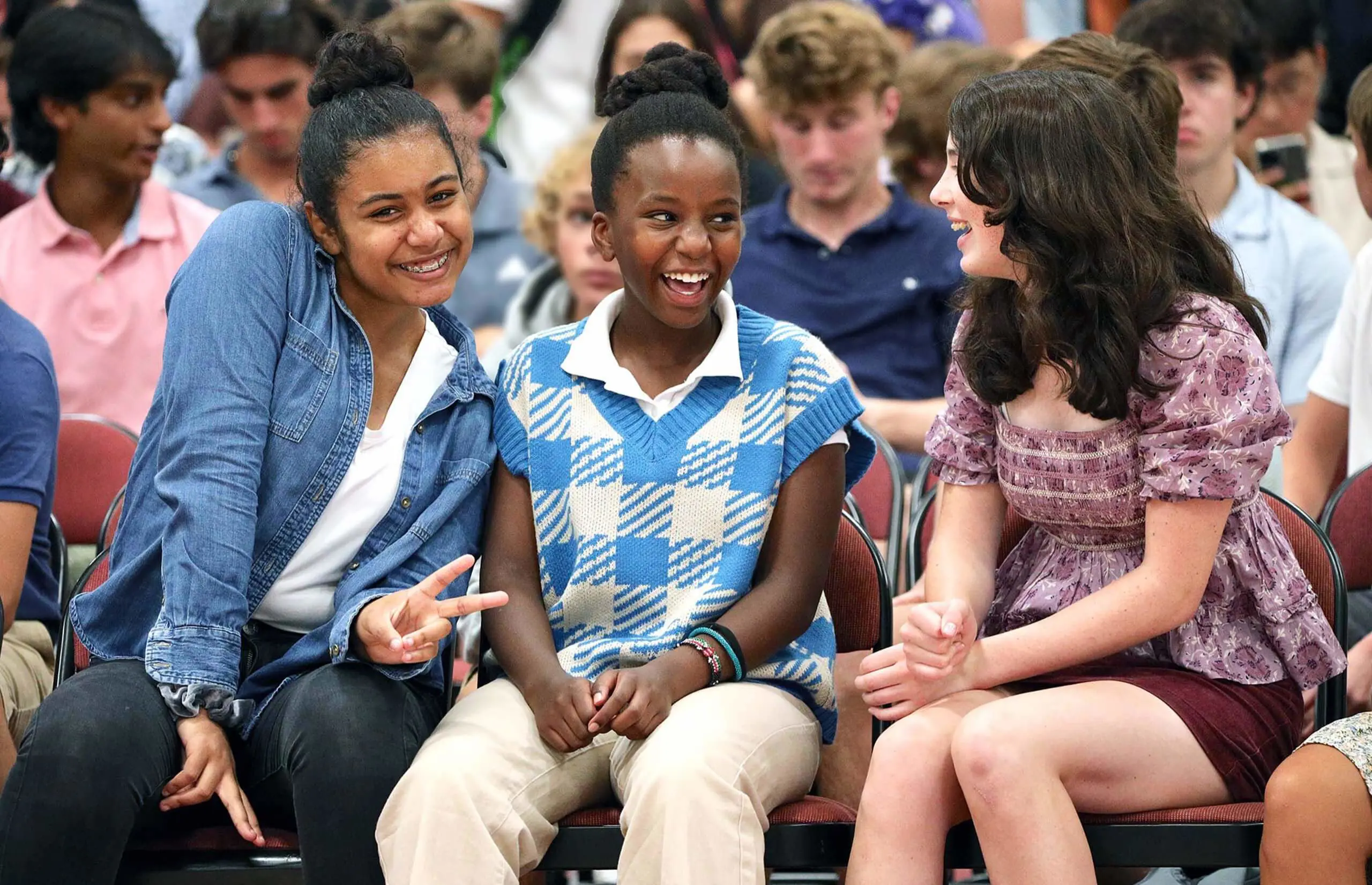 Worcester Academy students smiling and laughing together