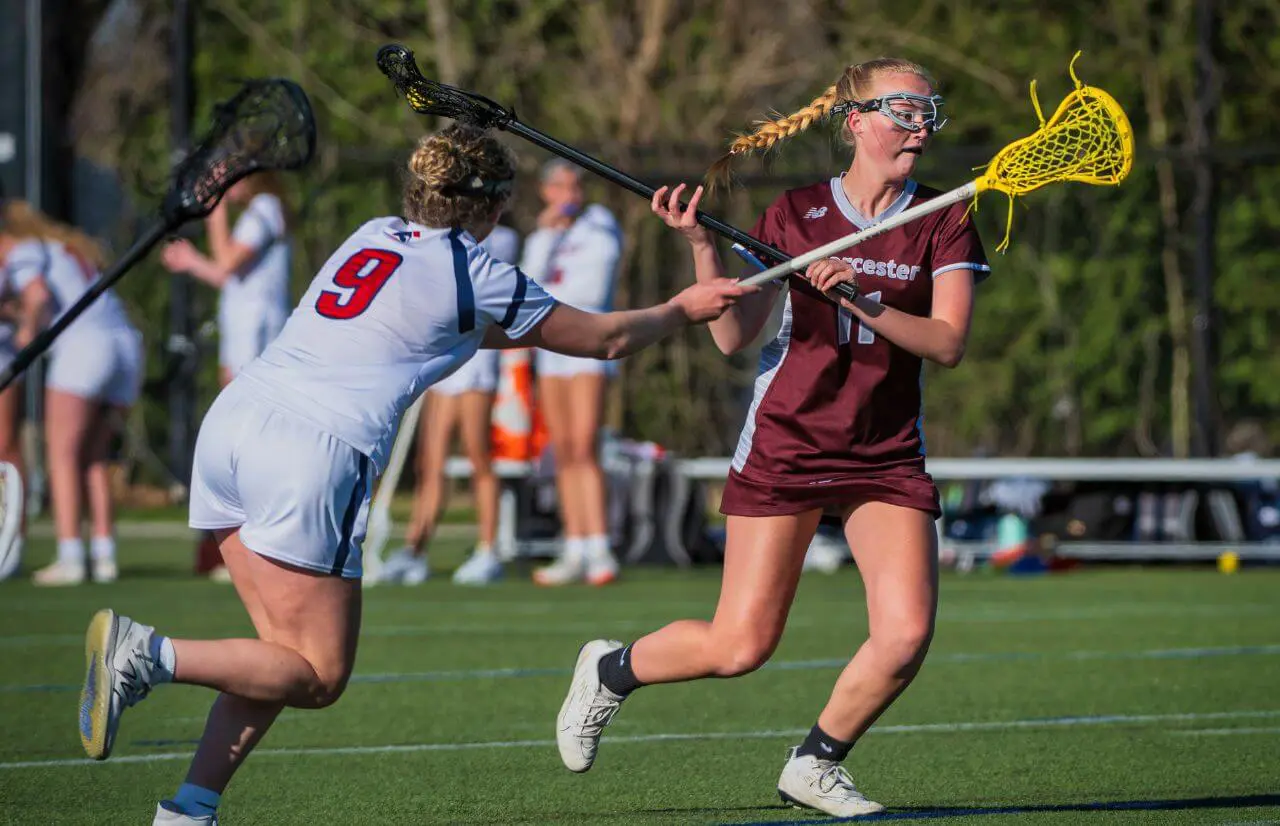 Worcester Academy Student playing Lacrosse.