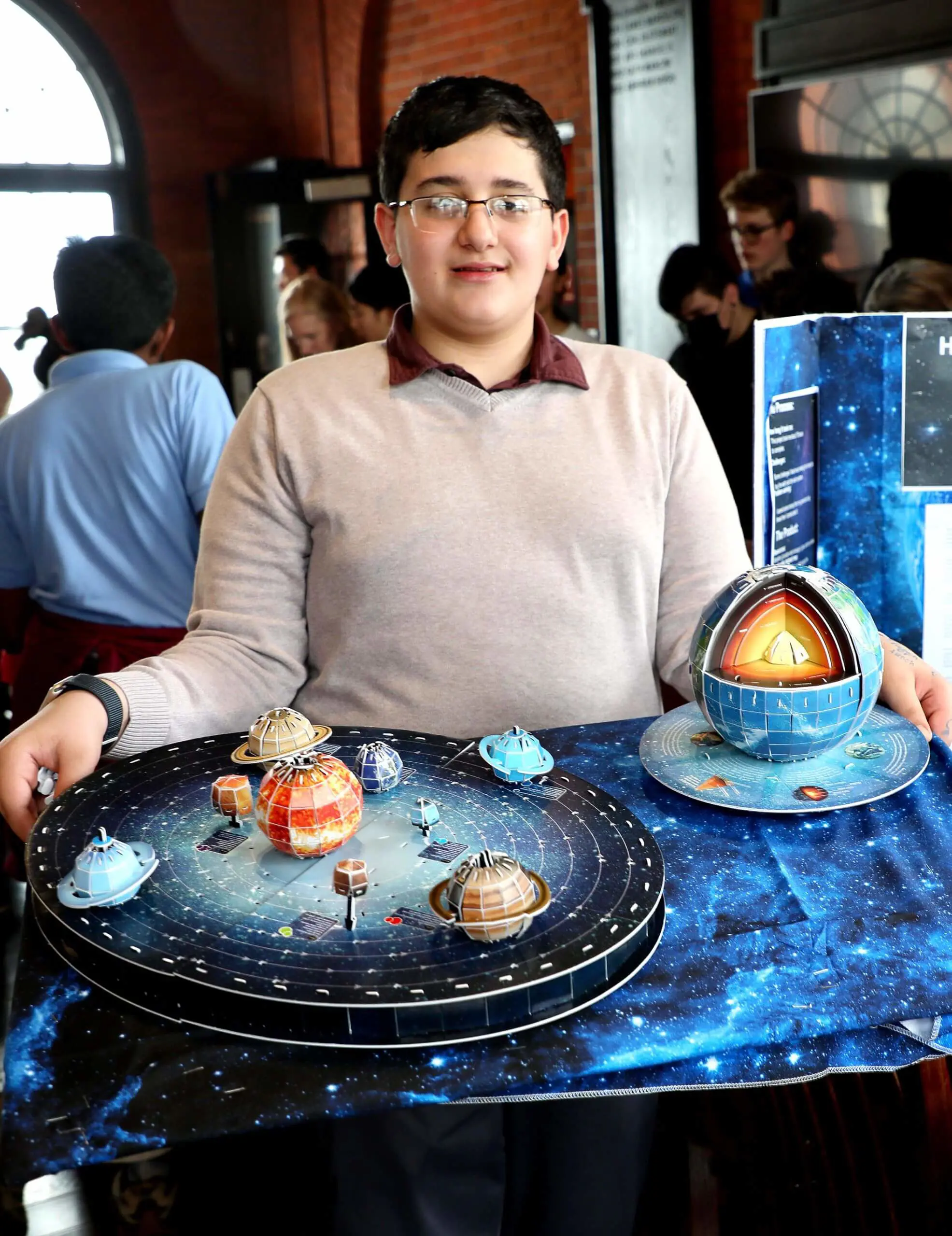 Worcester Academy Middle School student with Science project