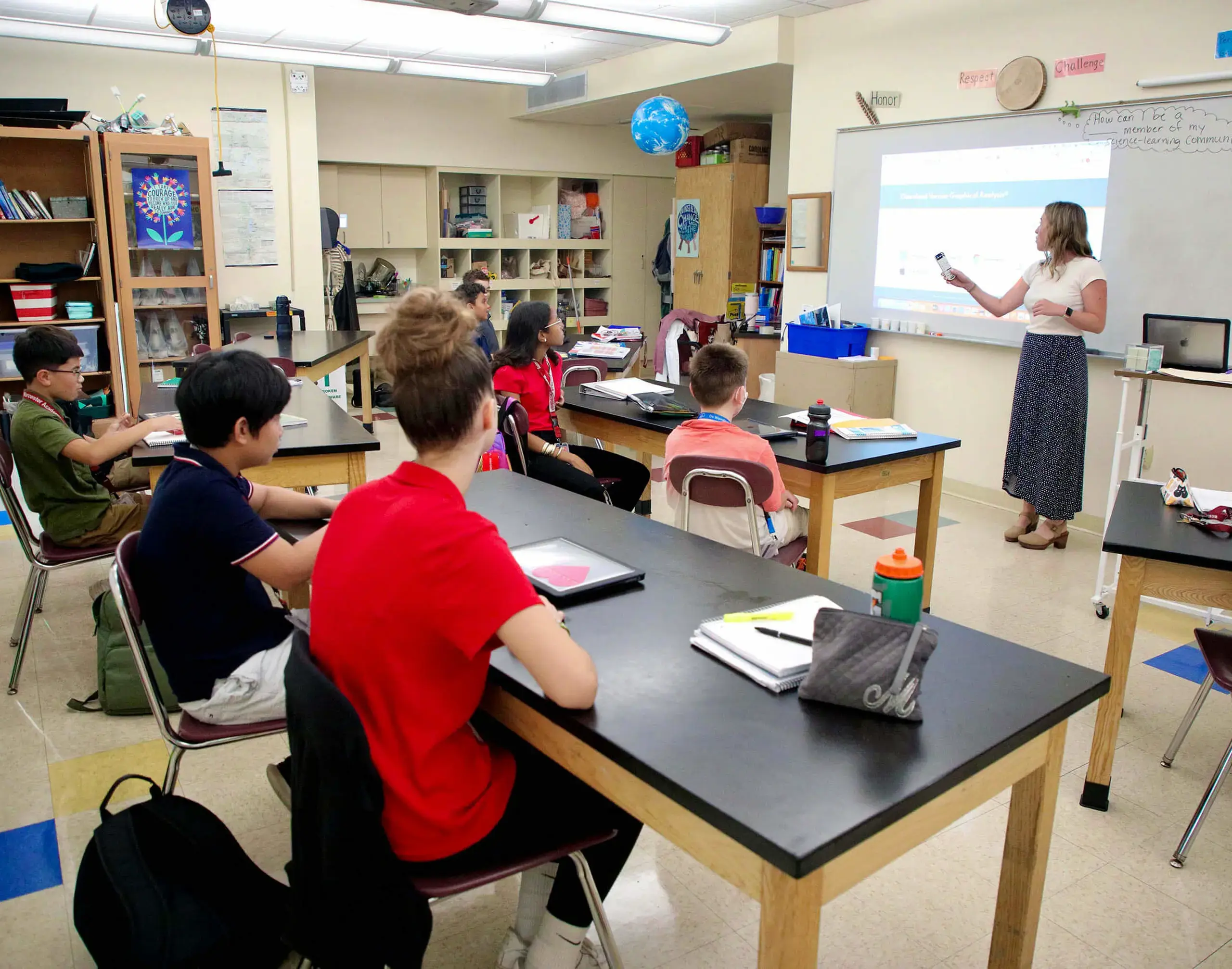 Worcester Academy Middle School Science class