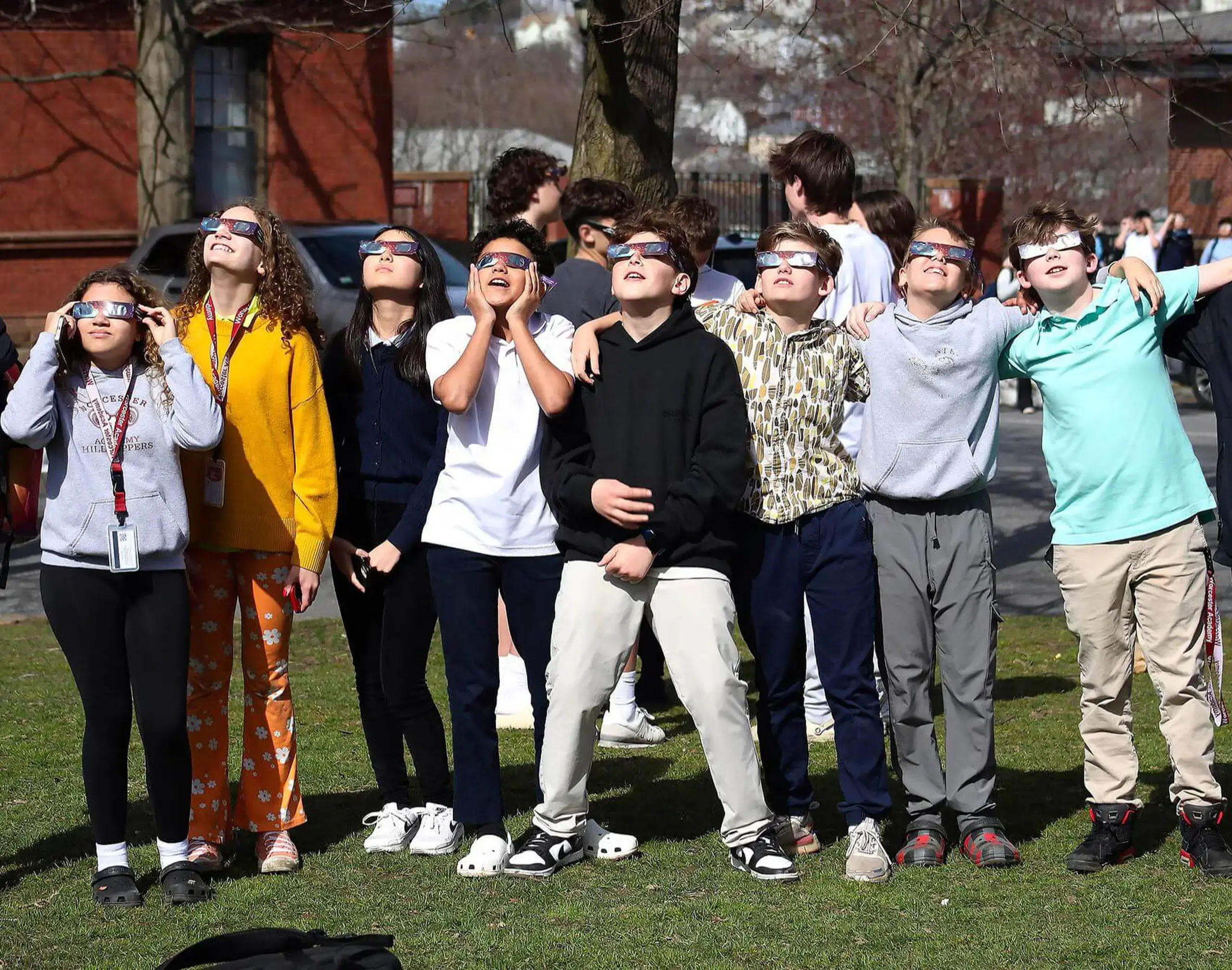 Middle School Students viewing the eclipse.