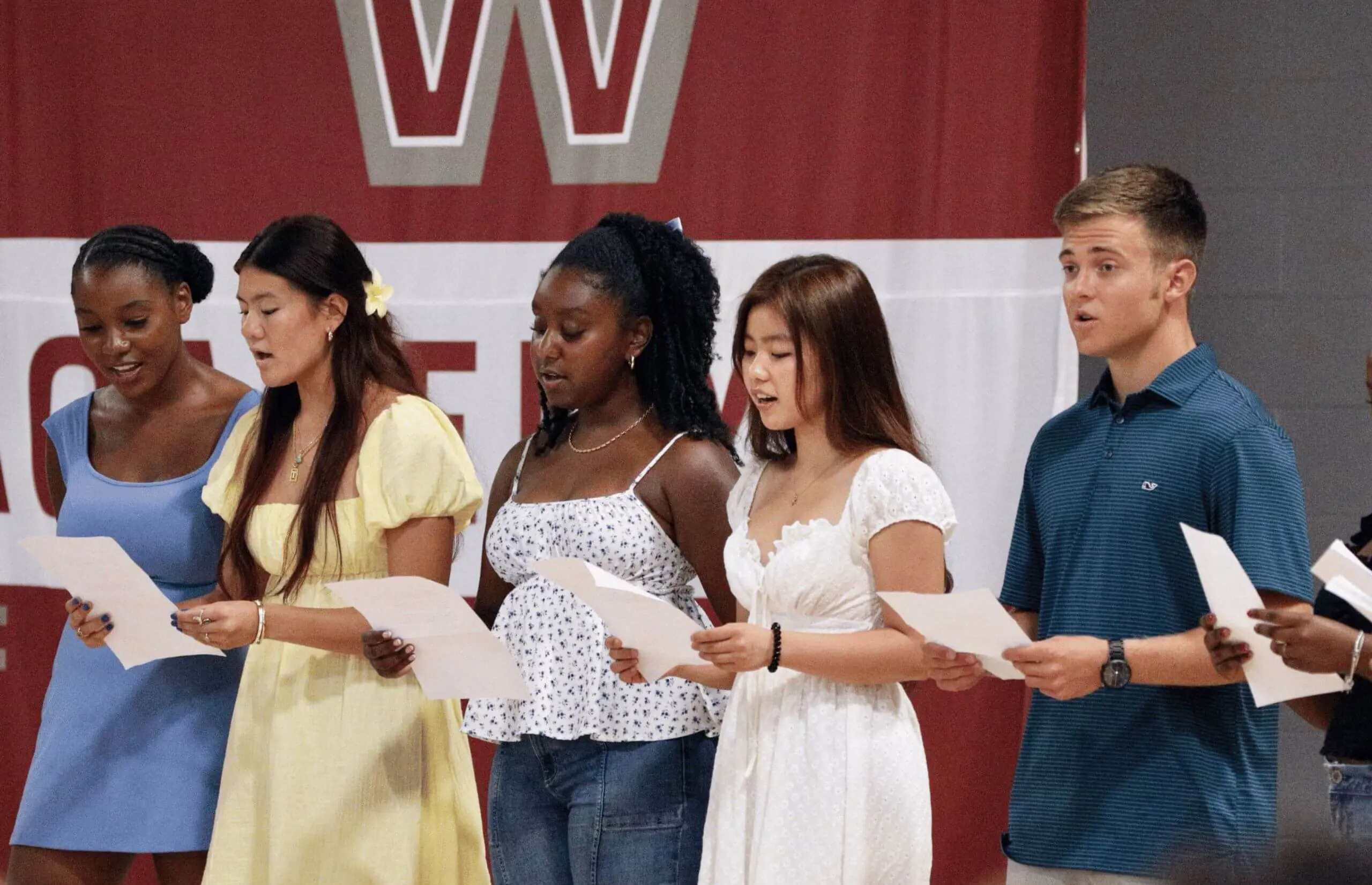 Worcester Academy students performing as part of a choir