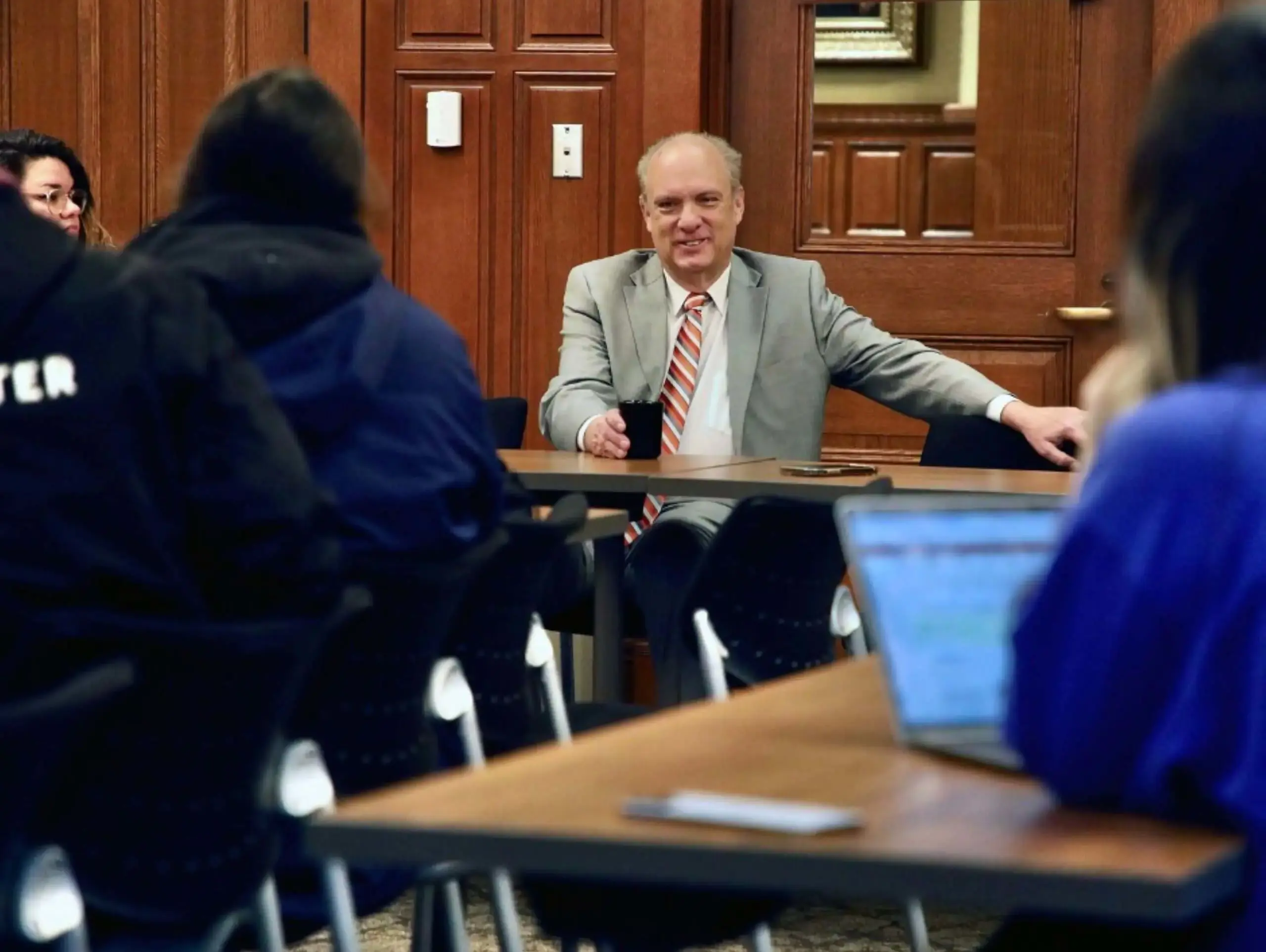 Worcester Academy Human Ecology and Public Health students participating in a simulated City Council meeting at Worcester's City Hall.