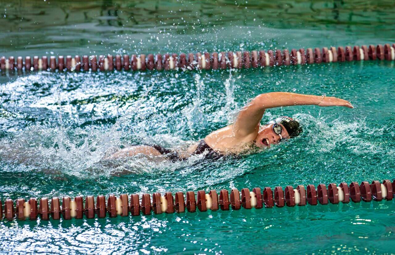 Worcester Academy Student swimming.