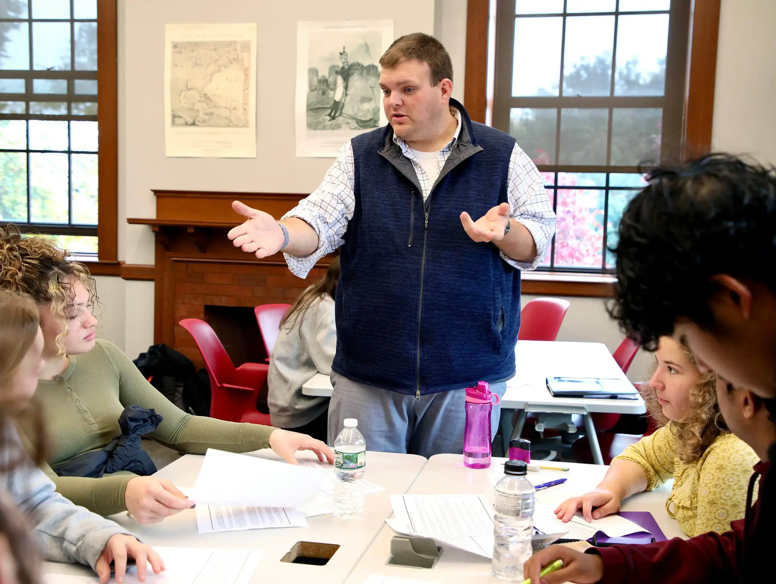 Upper School students and teacher in a history class.